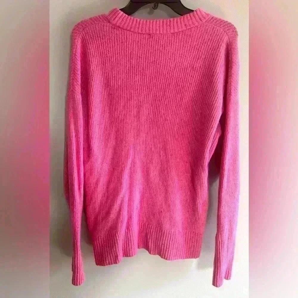 Something Navy pink crew neck soft cotton ribbed sweater size small